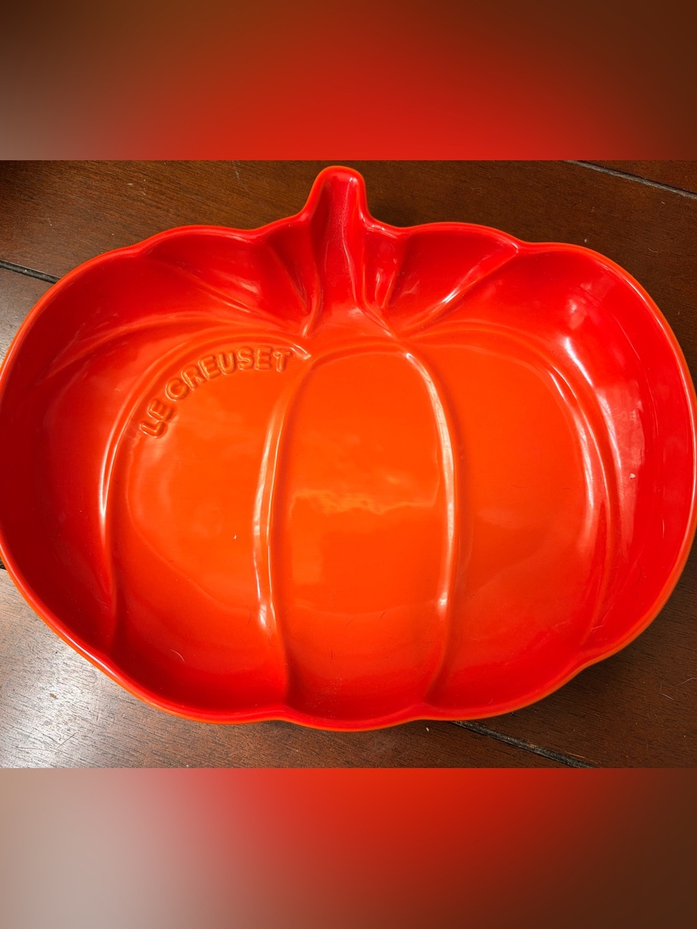 Le Creuset Glossy Orange Pumpkin Serving Dish